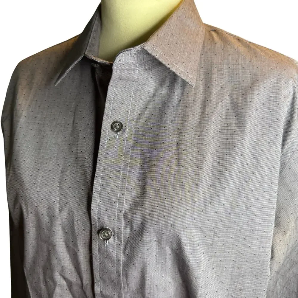 Banana Republic Non-Iron Slim Fit Dress Shirt, Gray Micro Dot, Men's Large